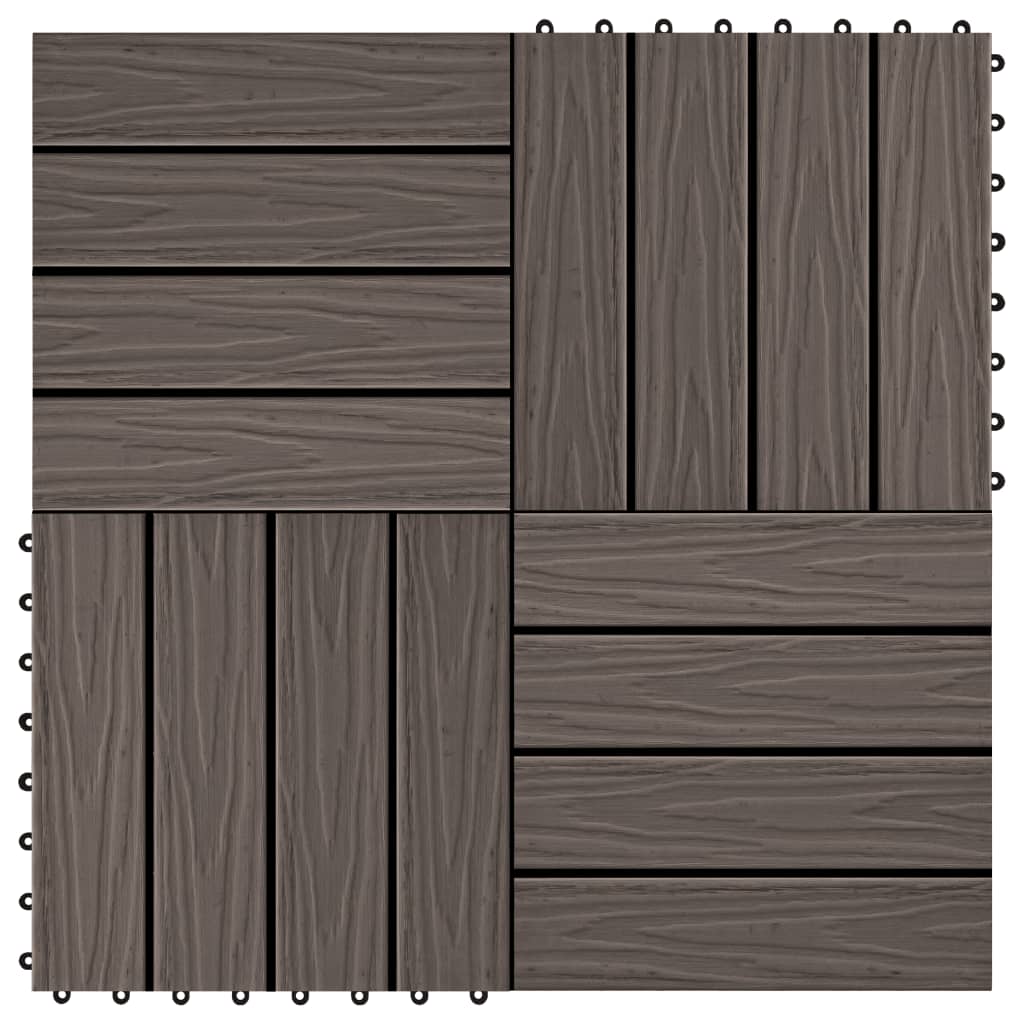 Vidaxl Terrace Tiles Deep Reliéf 30x30 cm 1 m² hkc tmavě hnědá 11 sts