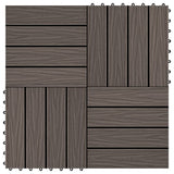 Vidaxl Terrassenfliesen tiefe Relief 30 x 30 cm 1 m² HKC Dunkelbraun 11 St.