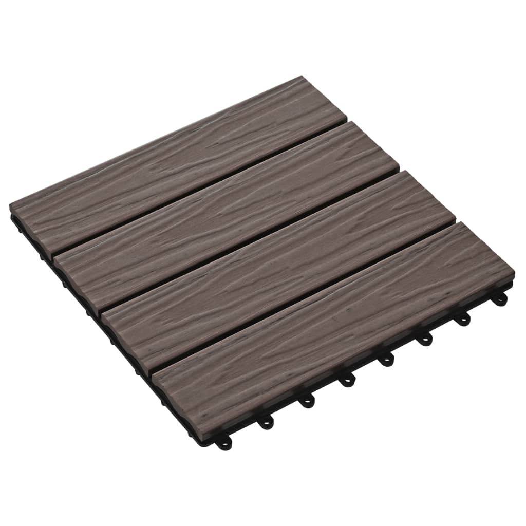 Vidaxl Terrassenfliesen tiefe Relief 30 x 30 cm 1 m² HKC Dunkelbraun 11 St.