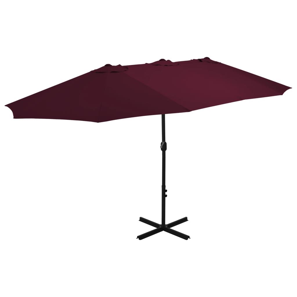 Vidaxl Parasol z aluminijastim drogom 460x270 cm Burgund Red