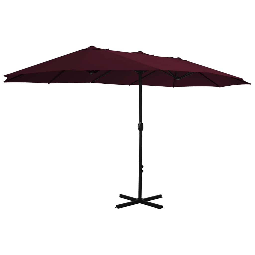 Vidaxl Parasol z aluminijastim drogom 460x270 cm Burgund Red