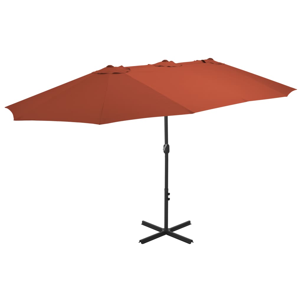 Vidaxl Parasol con poste de aluminio 460x270 cm terracota