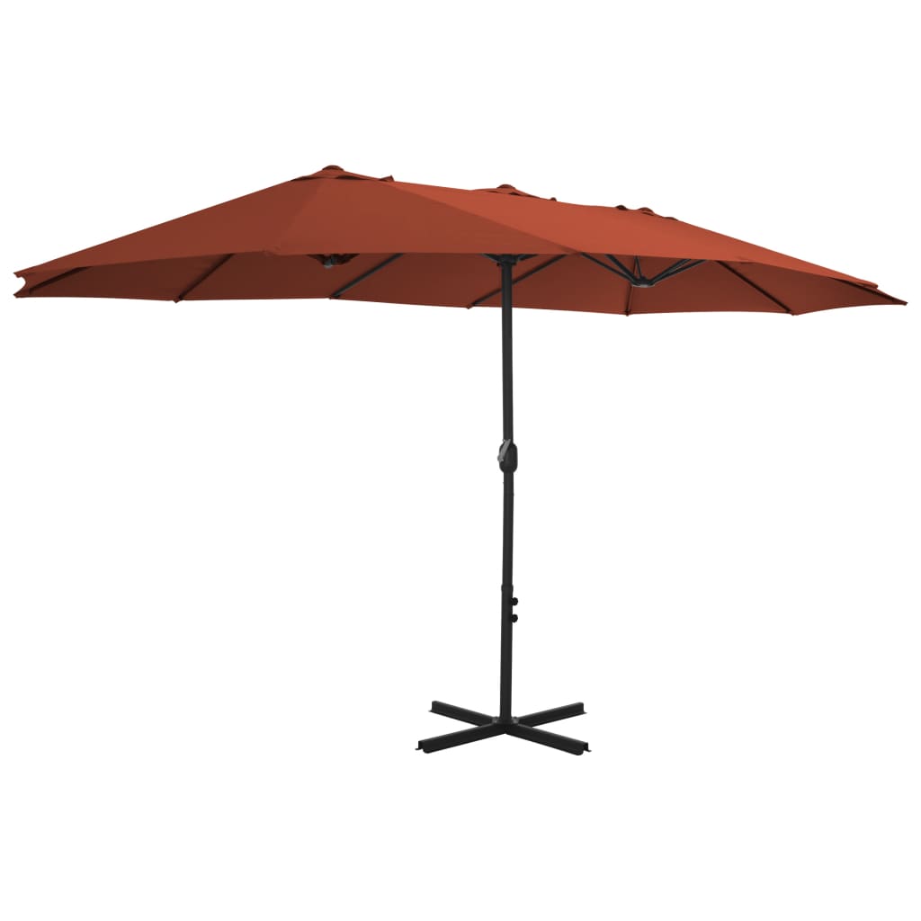 Vidaxl Parasol con poste de aluminio 460x270 cm terracota