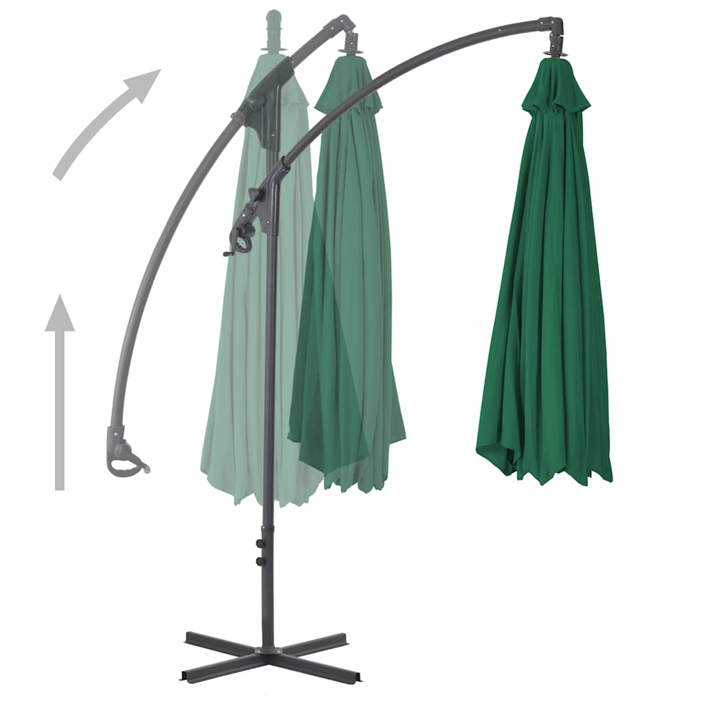 Vidaxl zweefparasol met stalen paal 300 cm groen