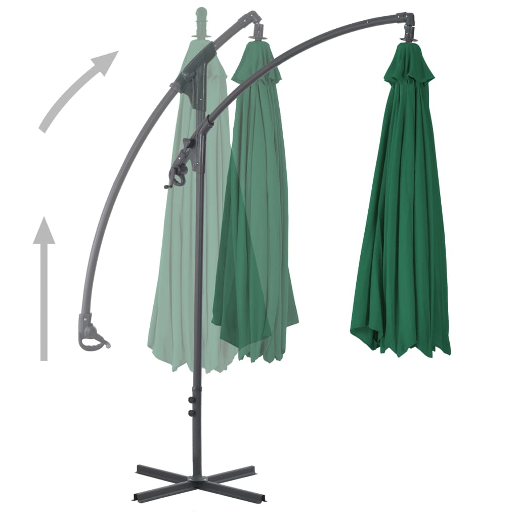 Parasol flottant vidaxl avec poteau en acier 300 cm vert