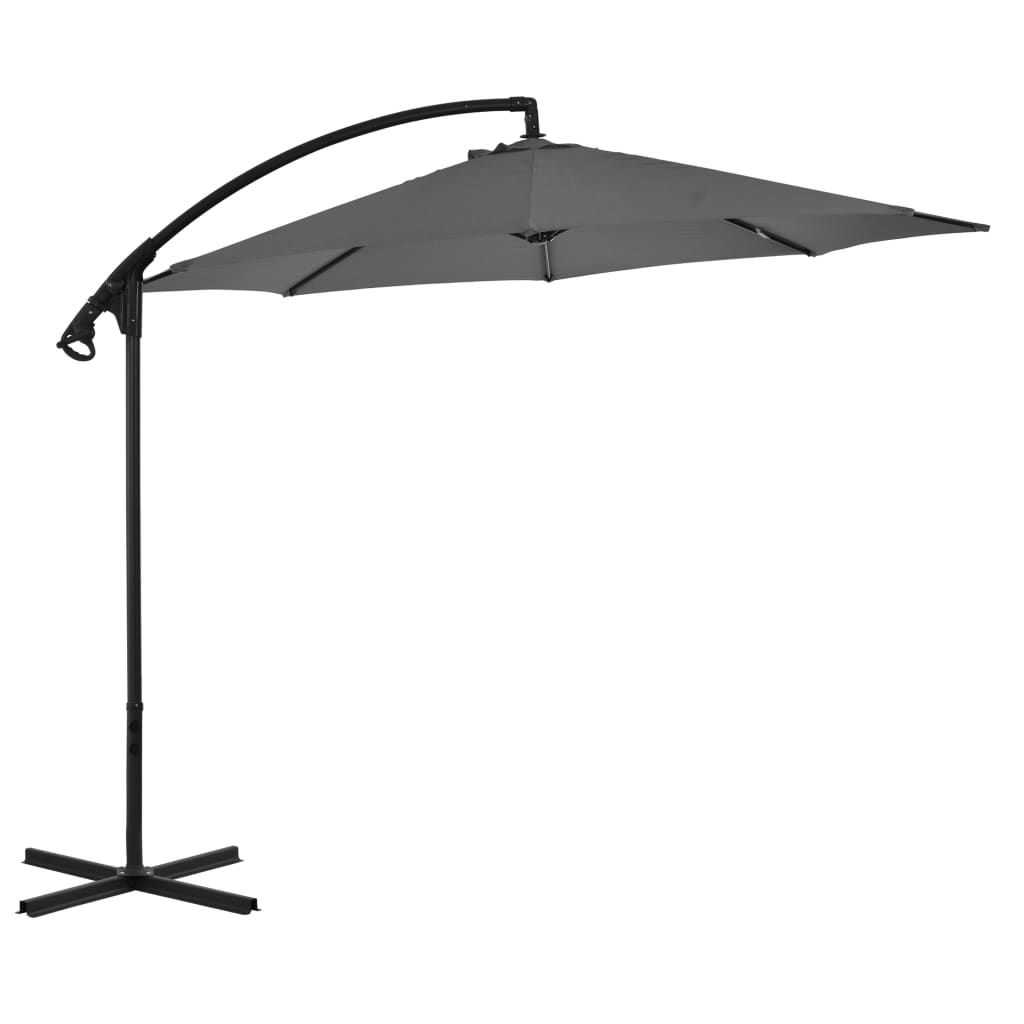 Vidaxl flytende parasol med stålstang 300 cm Antracitt -farget