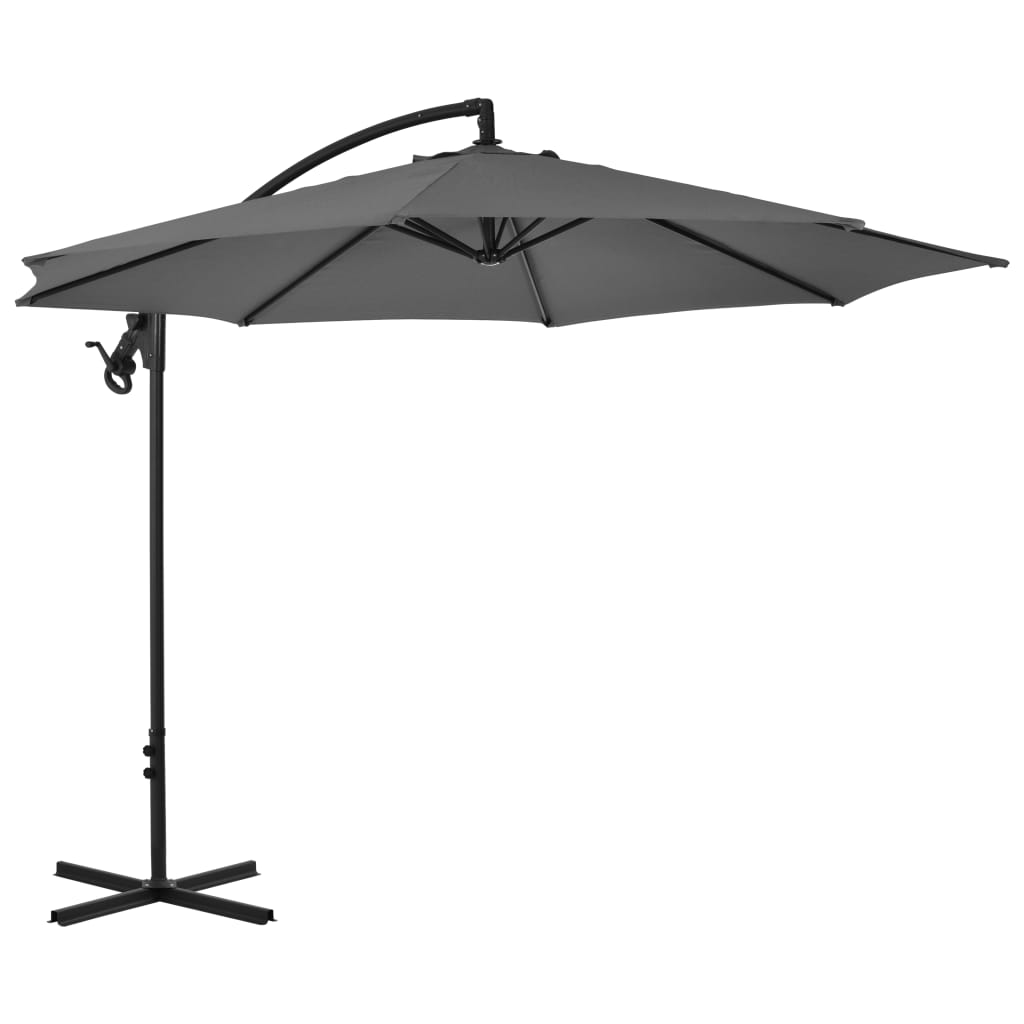 Vidaxl flytende parasol med stålstang 300 cm Antracitt -farget