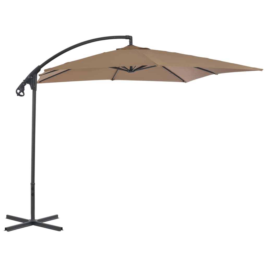 Vidaxl flytende parasol med stålstang 250x250 cm taupe