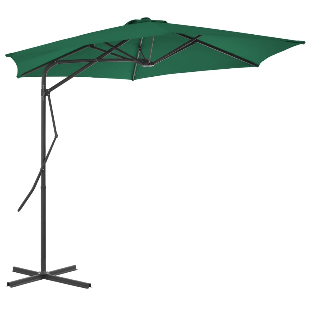 Parasol Vidaxl con poste de acero de 300 cm verde