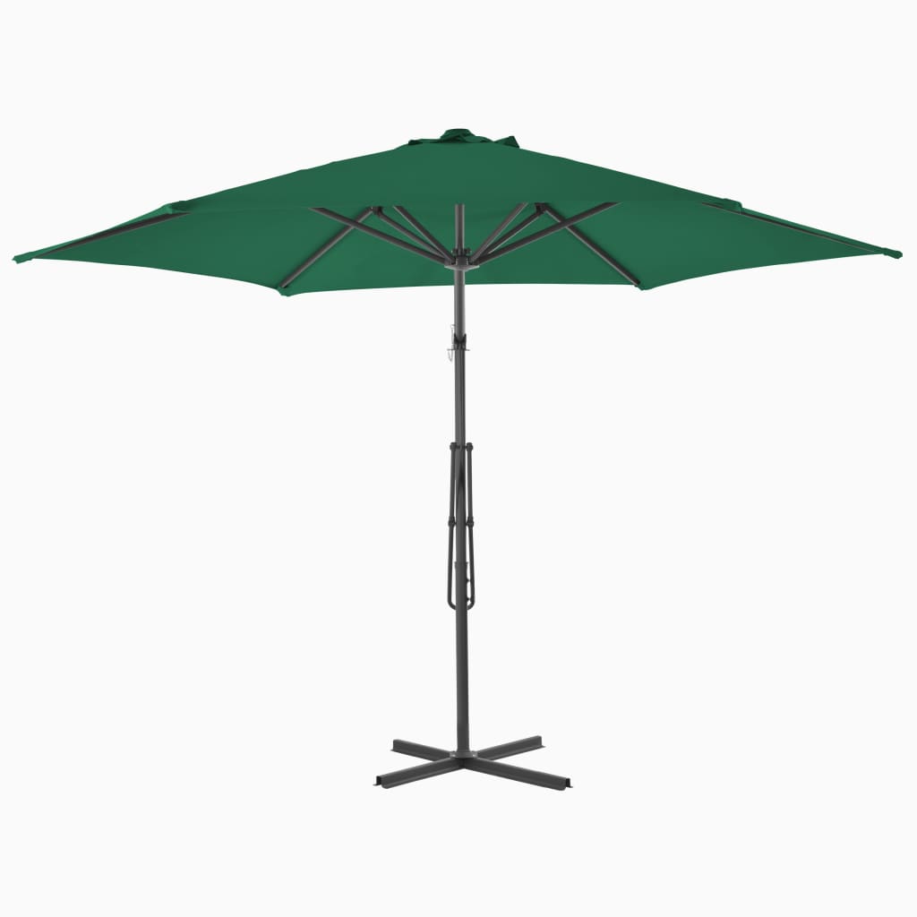 Parasol Vidaxl con poste de acero de 300 cm verde