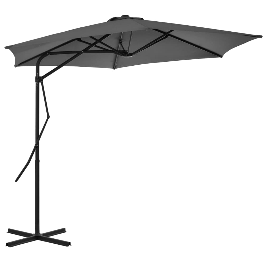 Vidaxl parasol avec poteau en acier 300 cm anthracite