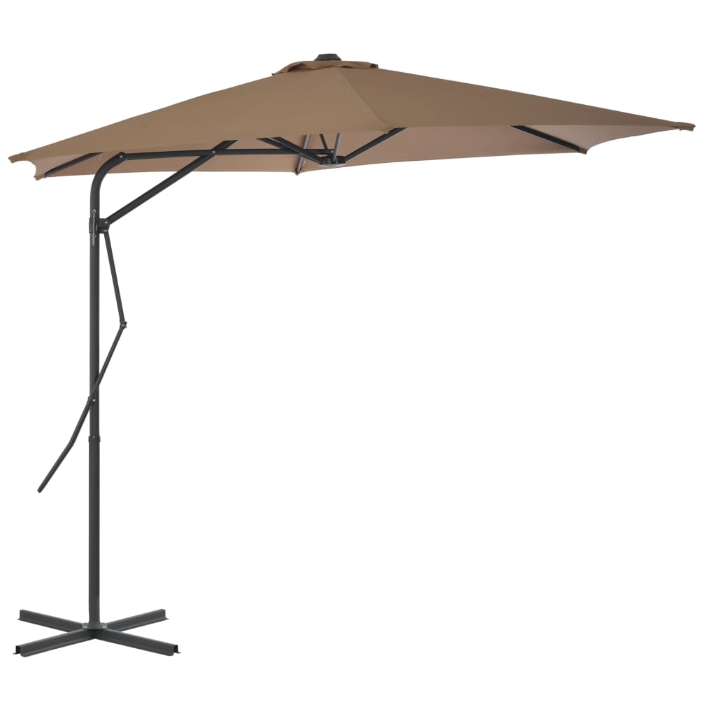 Vidaxl Parasol ze stalowym słupem 300 cm taupe