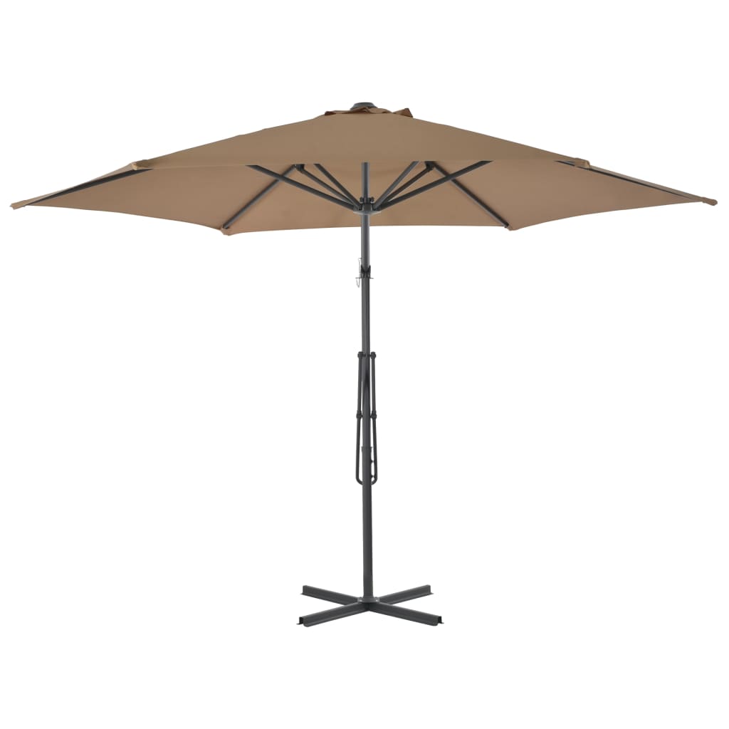 Vidaxl Parasol ze stalowym słupem 300 cm taupe