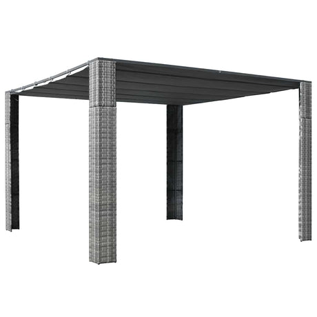 Vidaxl prieel met dak 300x300x220 cm poly rattan grijs en antraciet