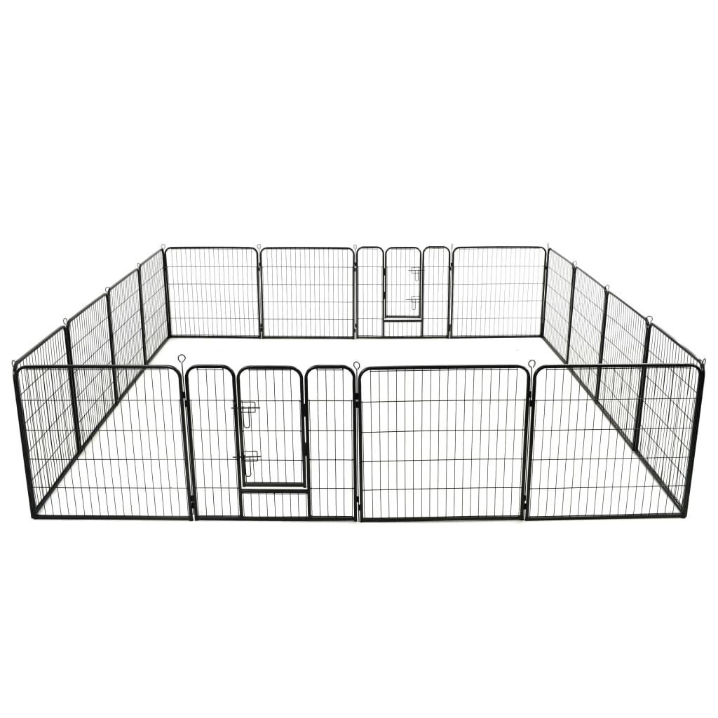 Bidaxl hundkörning med 16 paneler 80x80 cm stål svart