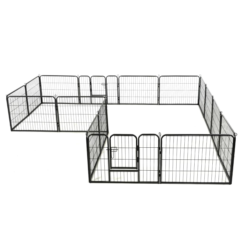 Vidaxl Dog Run med 16 paneler 60x80 cm stål svart