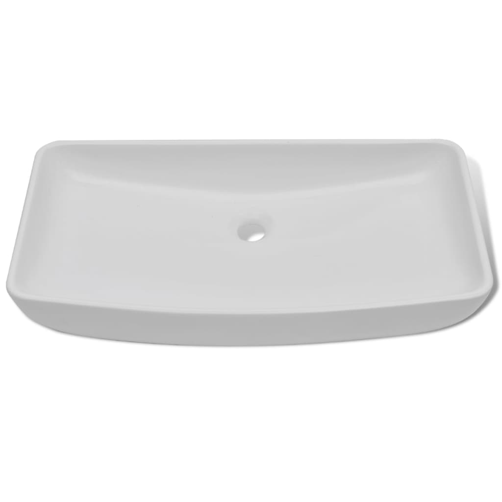 VidaXL Bathroom Washbasin With Mixer Rectangular Ceramic White