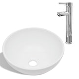 Vidaxl Washbasin da bagno con mixaggio tondo in ceramica bianco