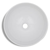 Washbasin de baño Vidaxl con toque de mezcla de cerámica redonda blanca