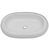 Vidaxl Buedzëmmer Washbasin mat vermëschen Tap Oval Keramik wäiss