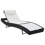 Vidaxl ligbed met kussen poly rattan zwart