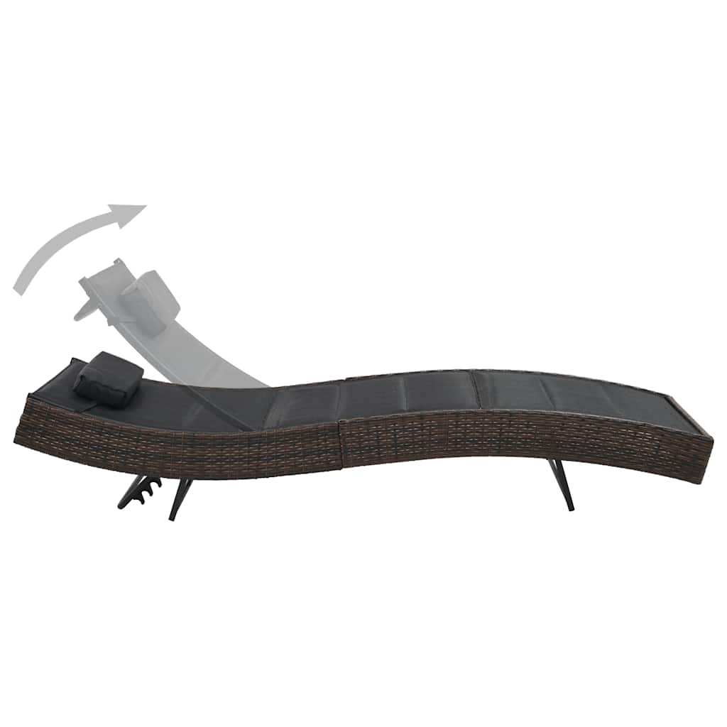 Vidaxl ligbed poly rattan en textileen bruin