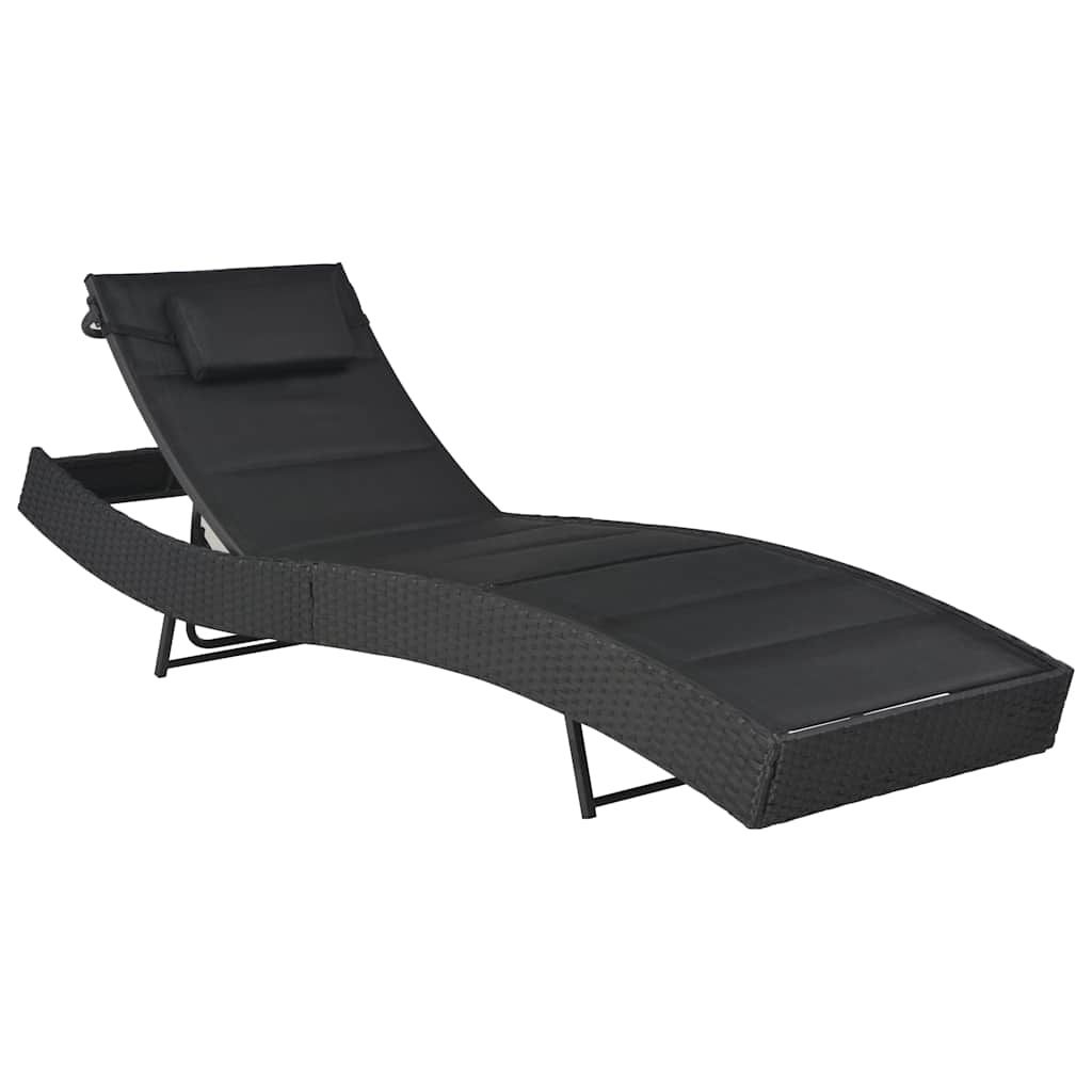 Vidaxl ligbed poly rattan en textileen zwart