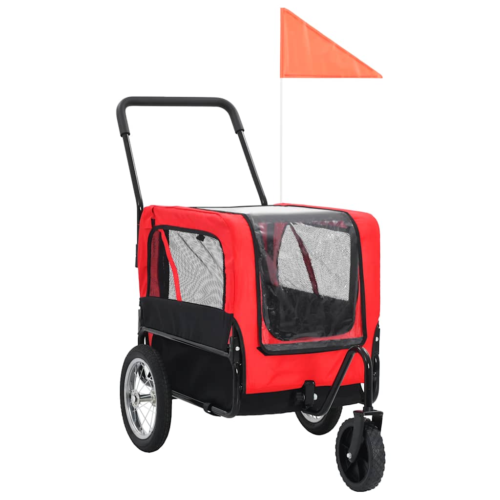 Vidaxl Bicycle Trailer e Pram 2 in 1 rosso e nero