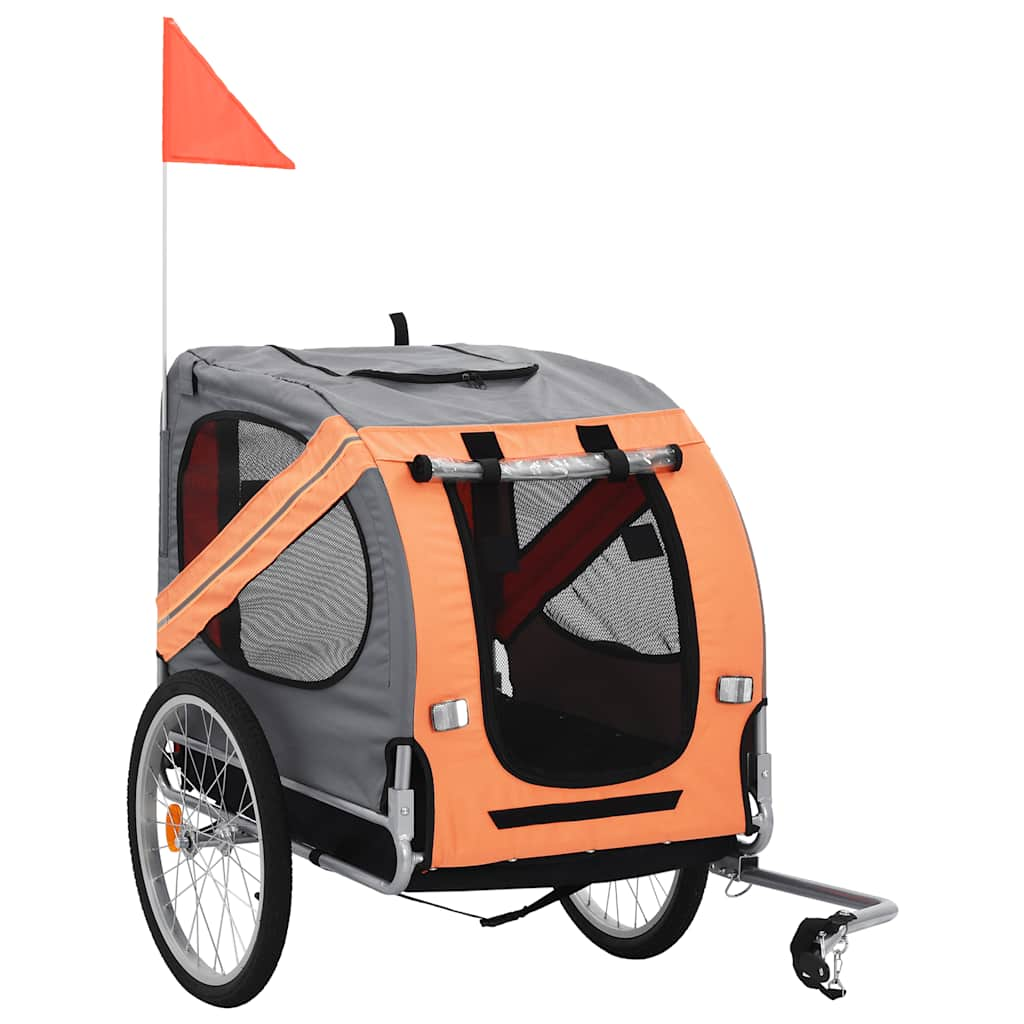 Vidaxl Railer de bicicleta para perros naranja y gris