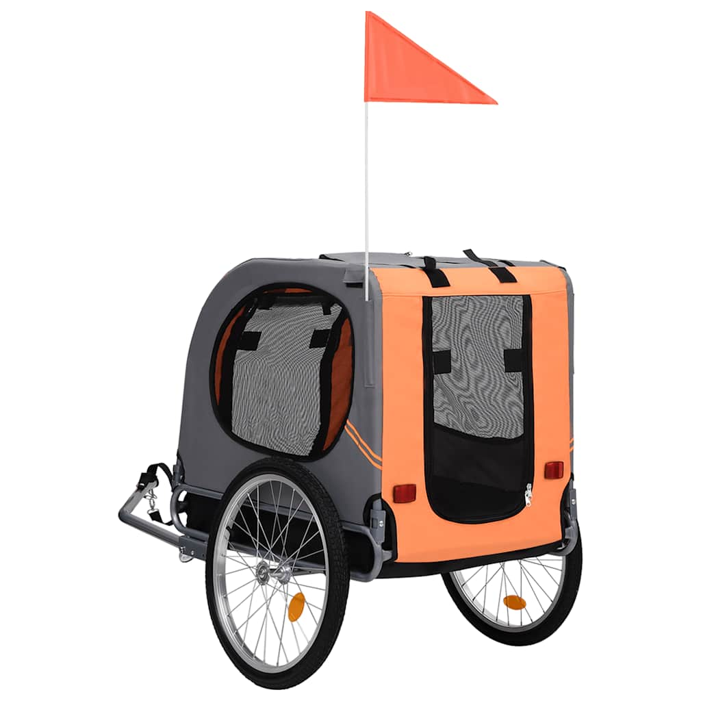 Vidaxl hondenfietstrailer oranje en grijs