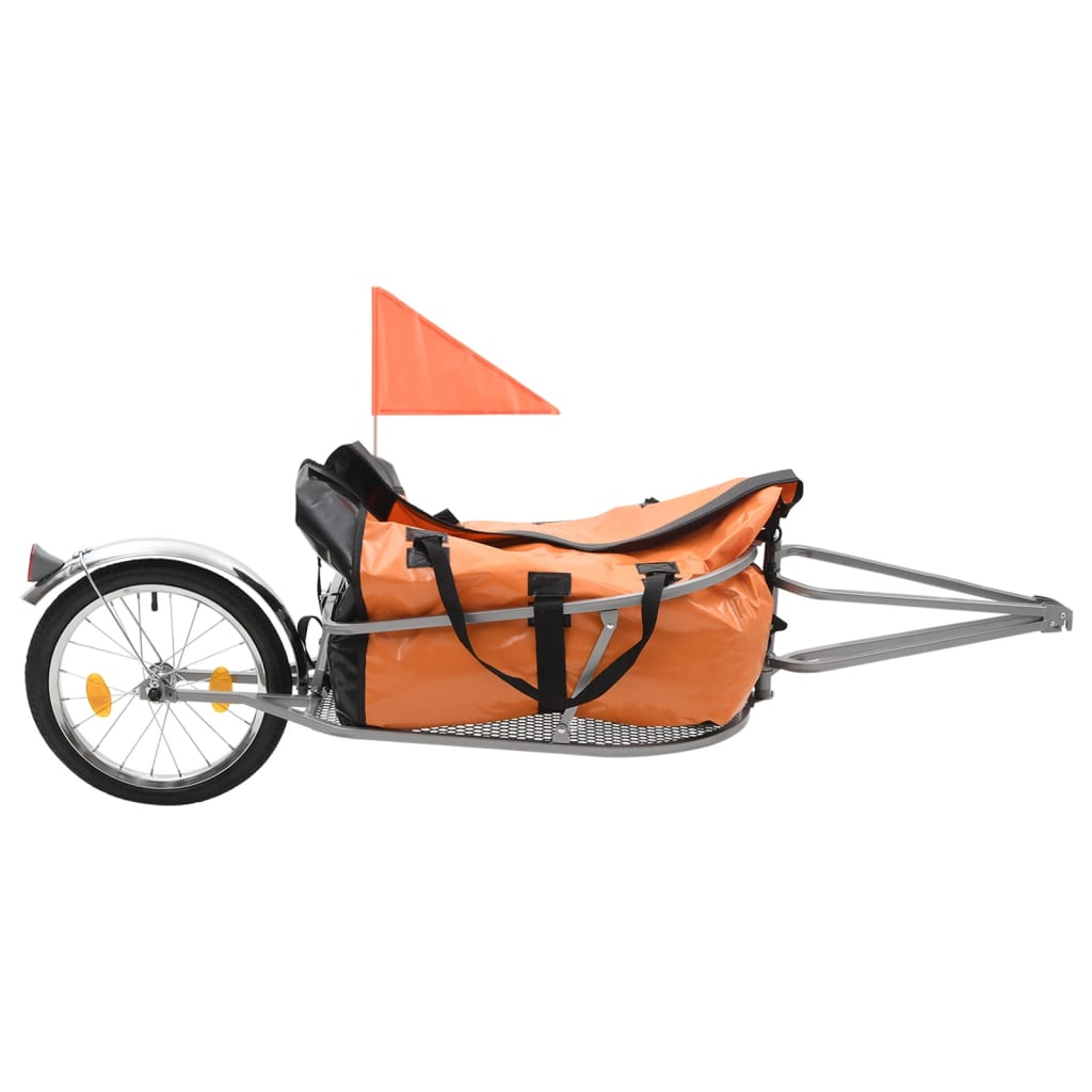 Remolque de bicicleta Vidaxl con bolsa de naranja y negro