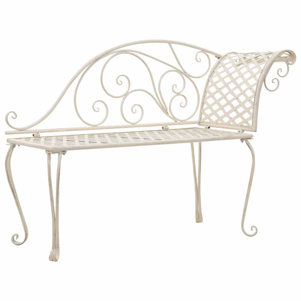 Vidaxl chaise longue 128 cm metaal antiekwit