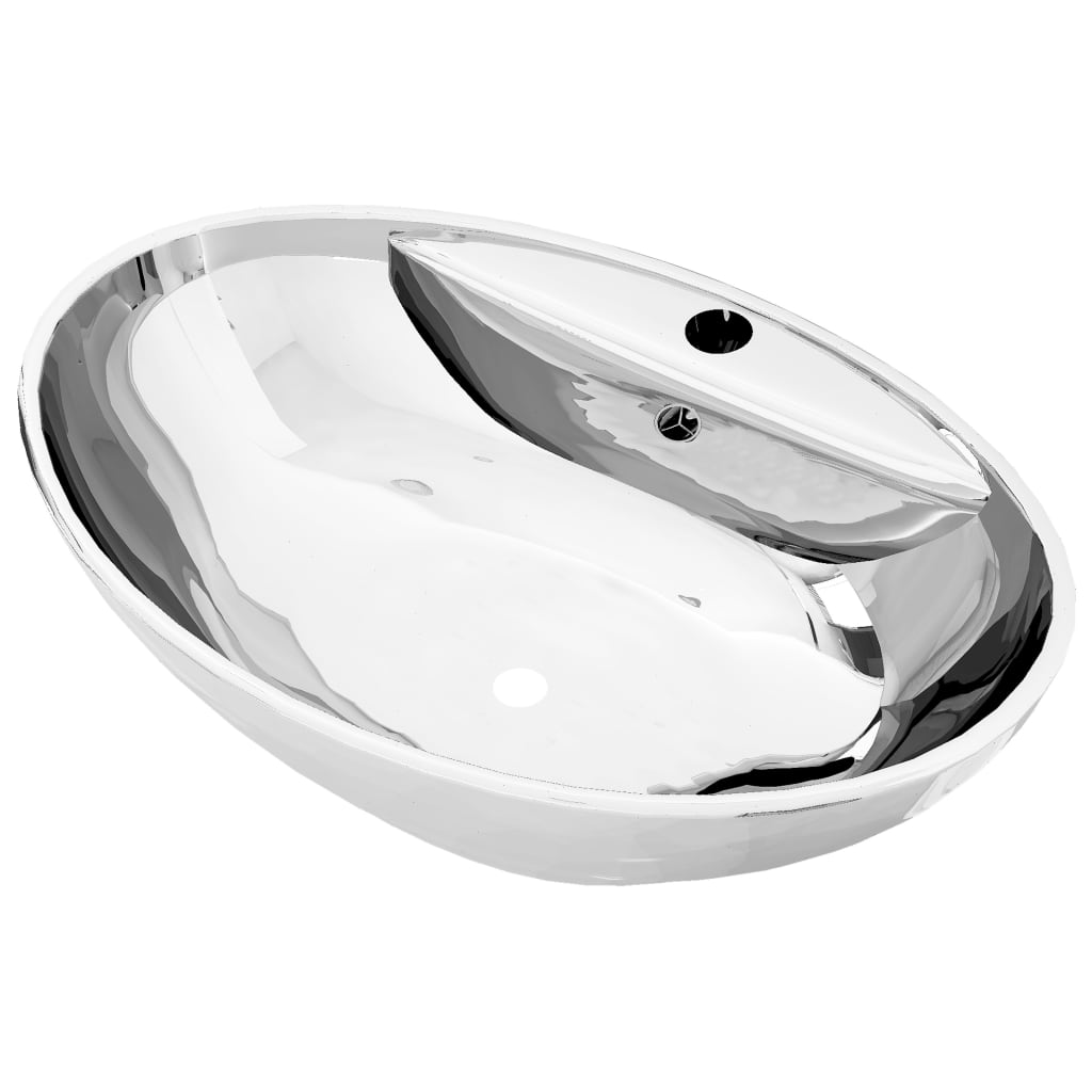 Vidaxl Washbasin con aterrizaje de 58.5x39x21 cm Ceramic Silver Colored