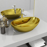 Vidaxl Washbasin med landing 58,5x39x21 cm keramisk guldfarvet