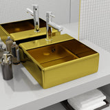 Vidaxl Washbasin med landing 41x41x15 cm keramisk guldfarvet