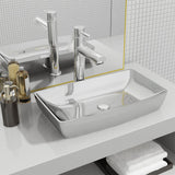 Vidaxl Washbasin 71x38x13,5 cm keramično srebrno obarvano