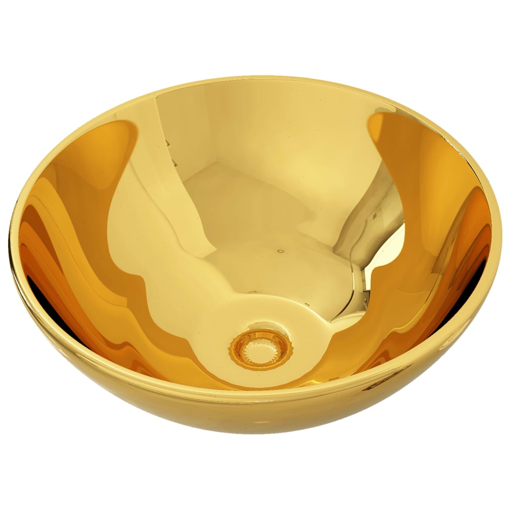 Vidaxl Washbasin 32,5x14 cm keramično zlato obarvano