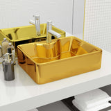 Vidaxl Washbasin z luknjo iz pipe 48x37x13,5 cm keramično zlato obarvano