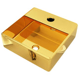 Vidaxl Washbasin z luknjo iz pipe 38x30x11,5 cm keramično zlato obarvano