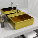 Vidaxl Washbasin z luknjo iz pipe 38x30x11,5 cm keramično zlato obarvano