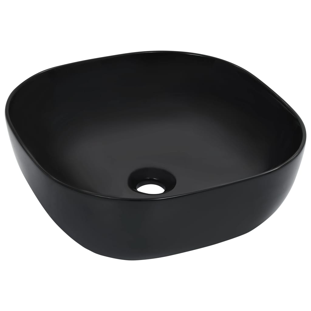 Vidaxl Washbasin 42.5x42.5x14,5 cm keramična črna