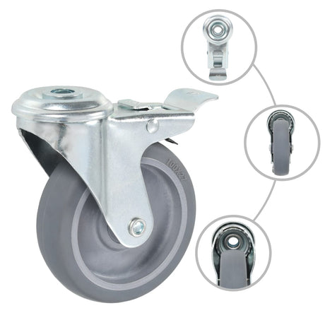 Vidaxl swivel wheels with bolt holes and double brakes 4 pc 100 mm