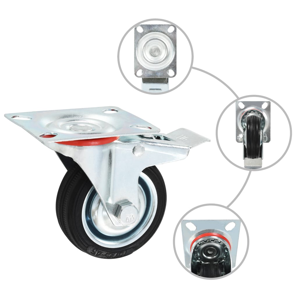 Vidaxl swivel wheels with double brakes 4 pcs 75 mm