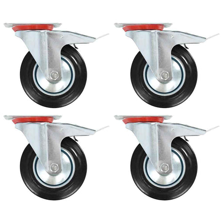 Vidaxl zwenkwielen met dubbele remmen 4 st 160 mm