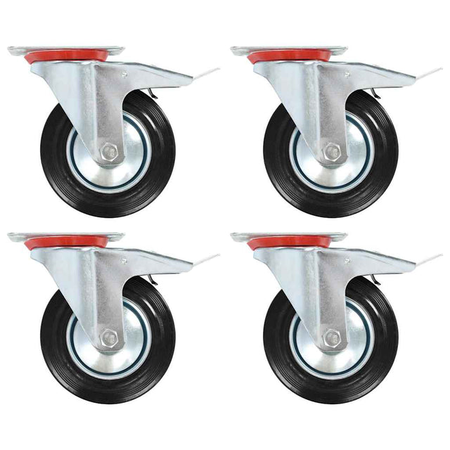 Vidaxl zwenkwielen met dubbele remmen 4 st 160 mm
