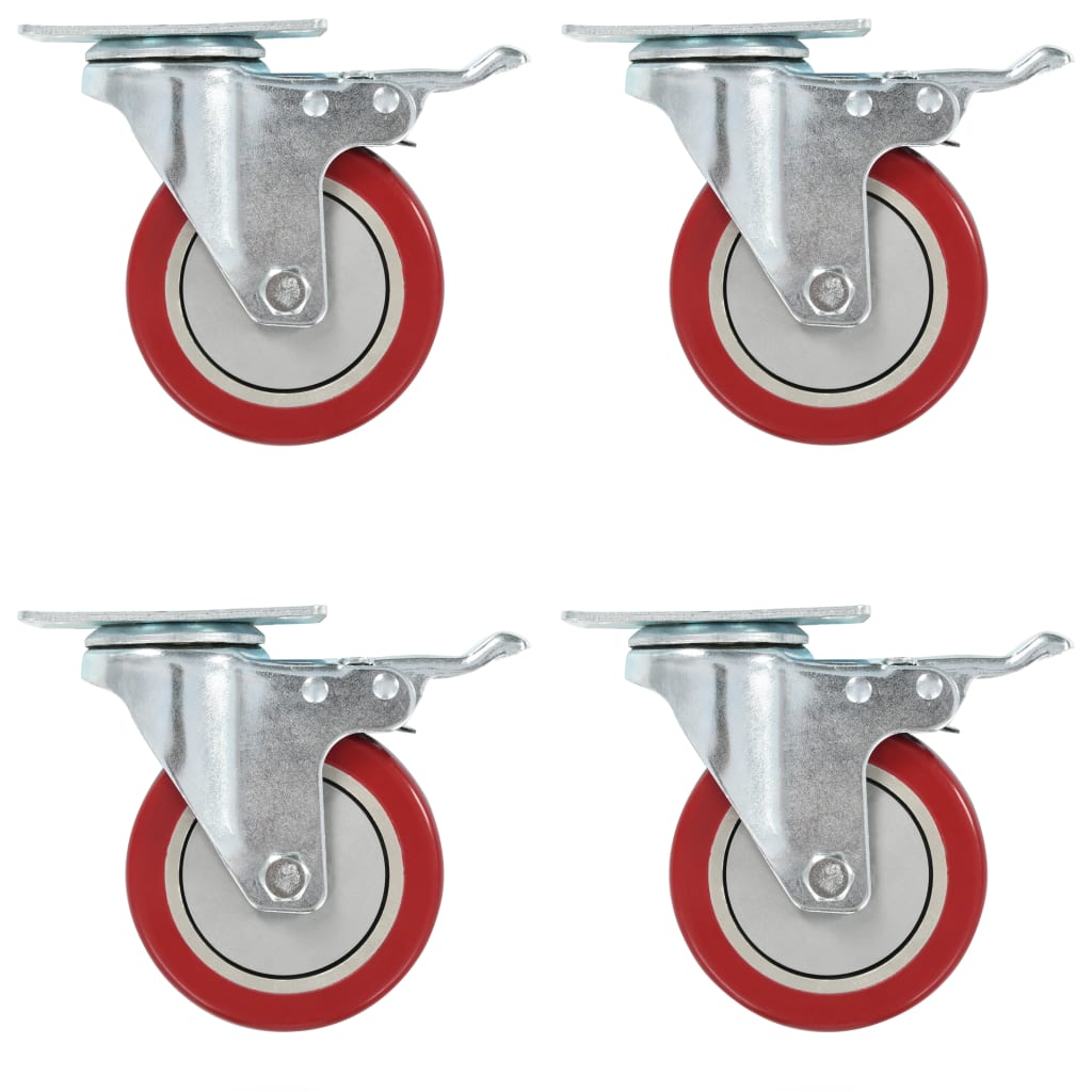 VidaXL swivel wheels with double brakes 4 pc 100 mm