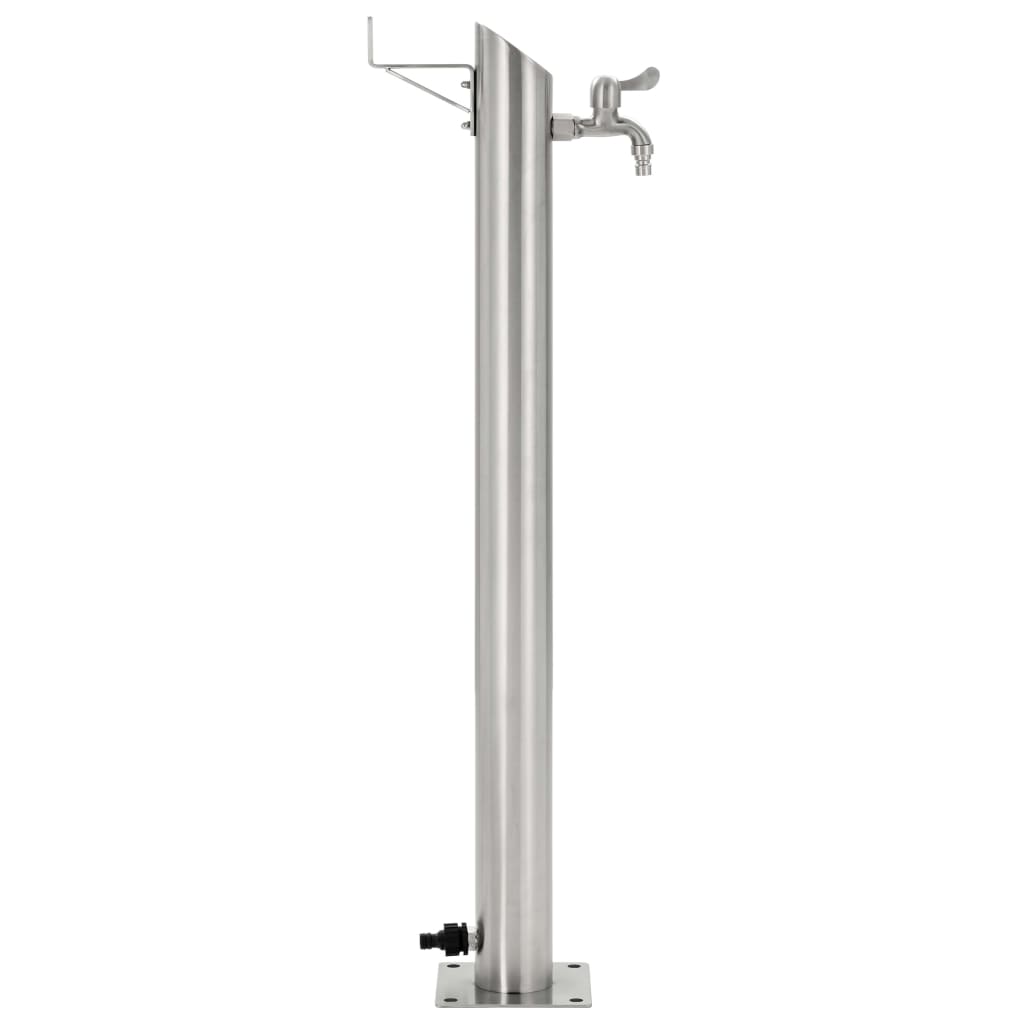 Columna de agua de jardín de Vidaxl redonda 95 cm de acero inoxidable