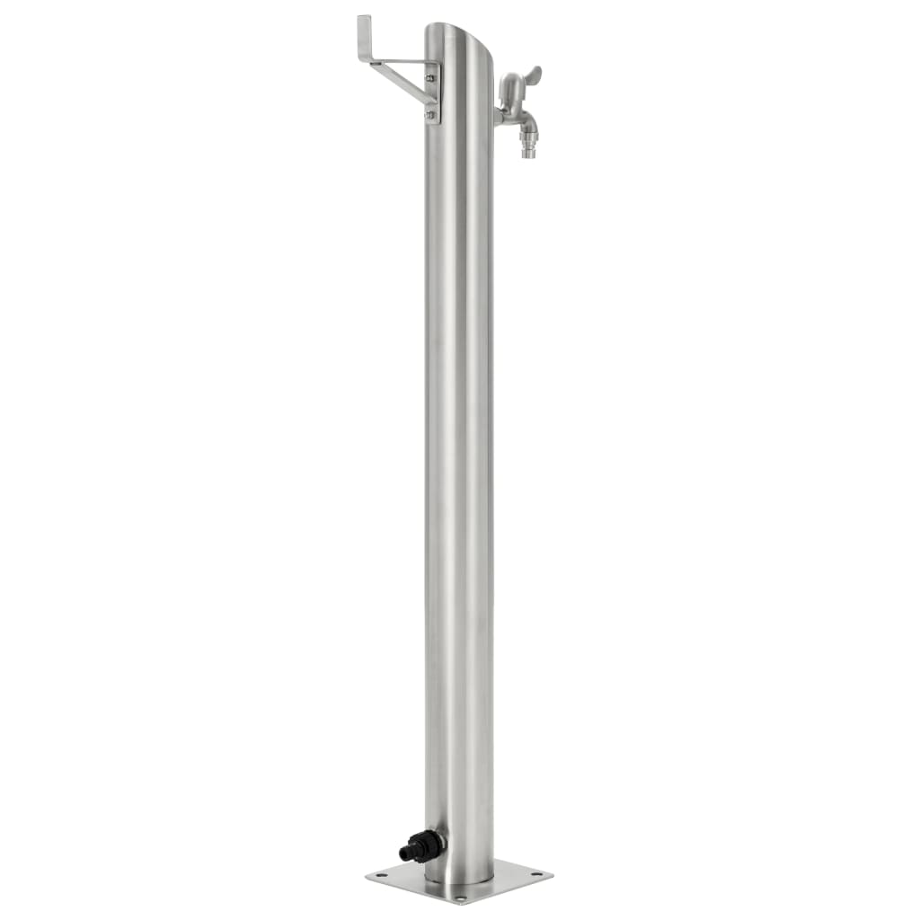 Columna de agua de jardín de Vidaxl redonda 95 cm de acero inoxidable