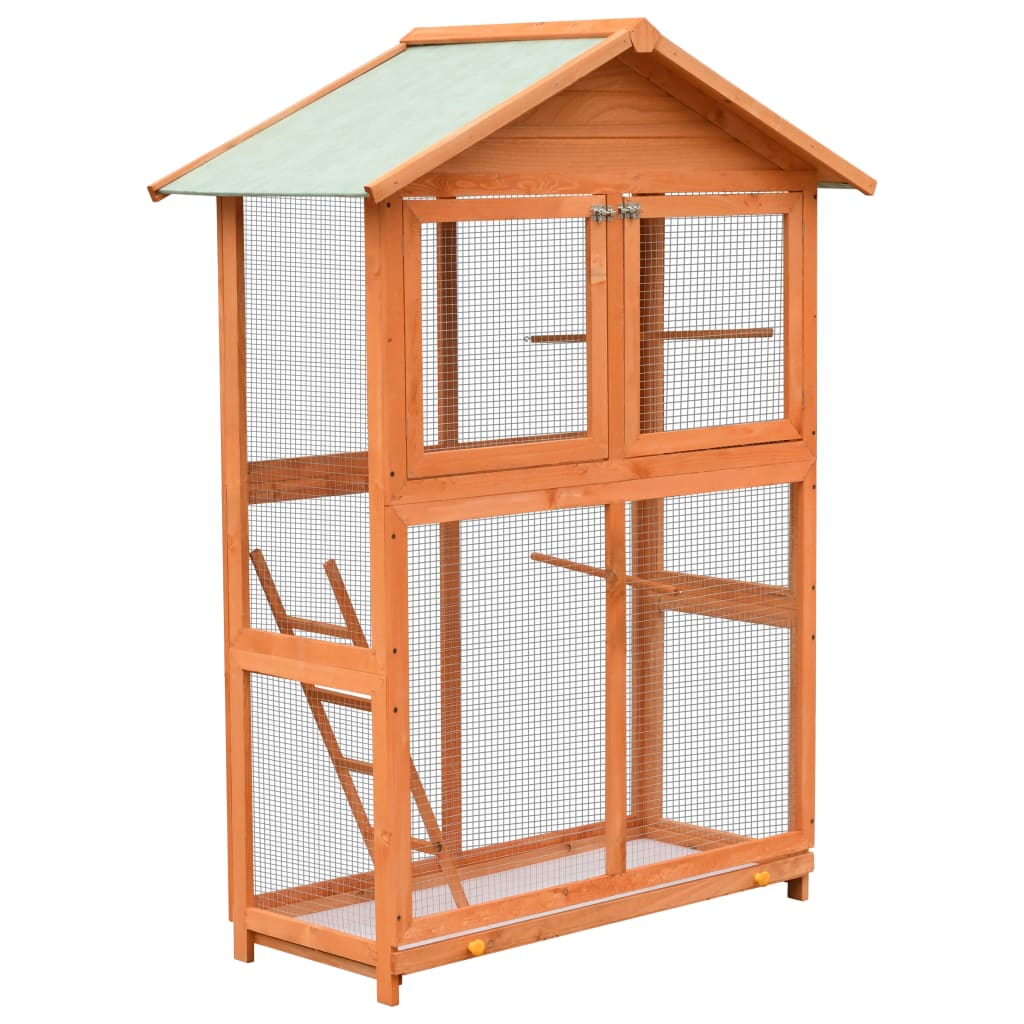 Vidaxl Bird Cage 125.5x59.5x164 cm Solid pine pine pine wood