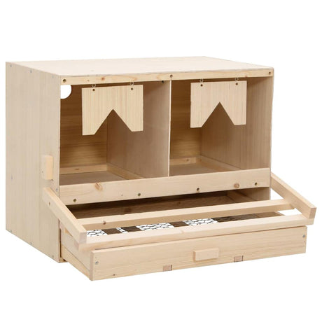 Vidaxl kippenlegkast 2 compartimenten 63x40x45 cm massief grenenhout